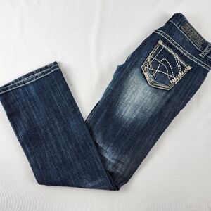 ROCK & ROLL Cowgirl Original Low Rise Bootcut Embroidered Pocket Jeans 28X32 Y2K